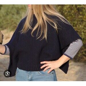 Hudson Alpaca Baby Alpaca Poncho Black Size S Small Side Seams